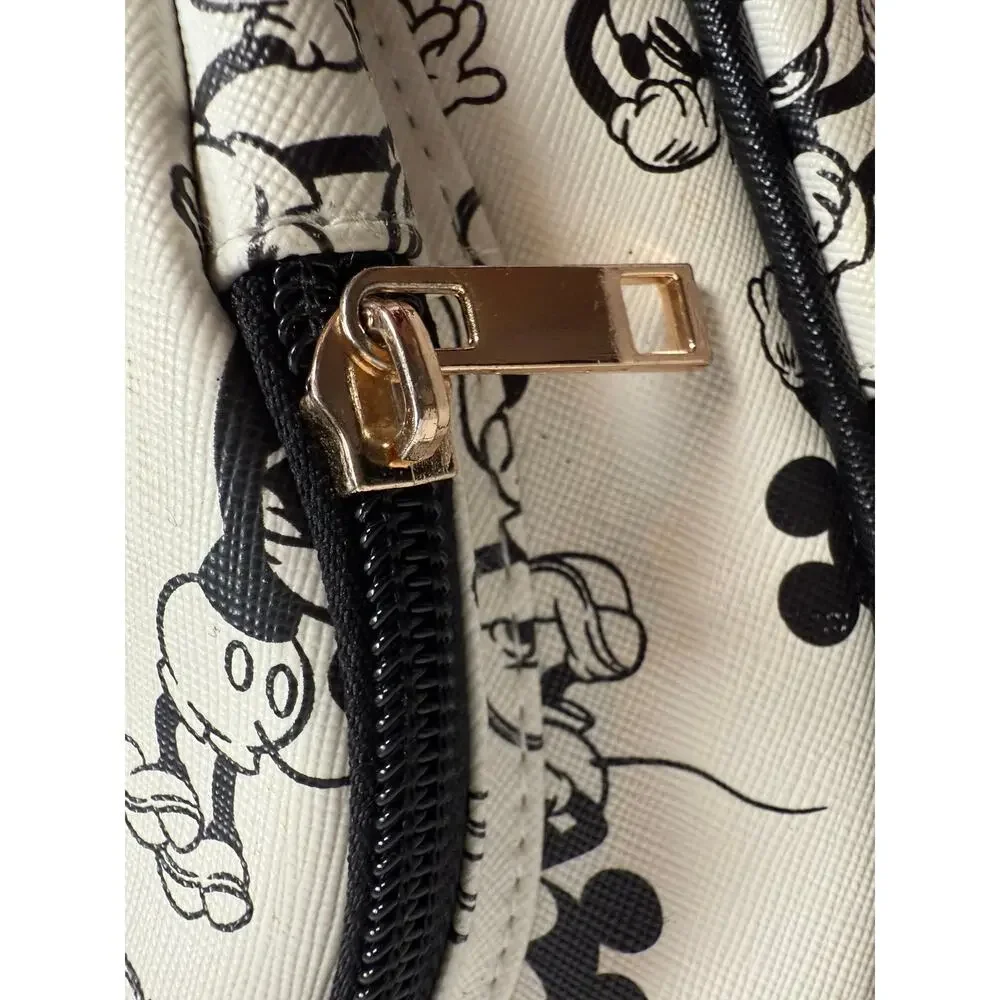 Bioworld Disney Mickey Mouse Mini Backpack Black White Zippered Closure